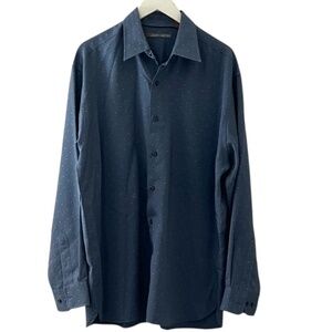 JOHN‎ HENRY Men's Long Sleeve Button Down Fitted Blue Dress Shirt, Size XL